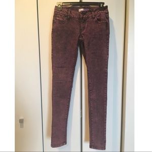 Low rise maroon skinny jeans